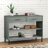 vidaXL Console Cabinet with Metal Legs Grey Solid Wood Pine OSLO