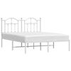 vidaXL Metal Bed Frame without Mattress with Headboard White 140x200cm