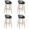 vidaXL Bar Chair | Set of 4 | Black seat with wood-look legs