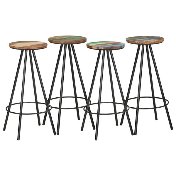vidaXL Bar Stools 4 pcs Solid Reclaimed Wood