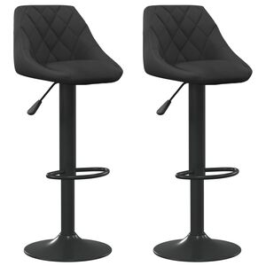 vidaXL Bar Stool | Set of 2 | Black | Velvet | Adjustable | Swivel | Bar Stool