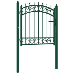 vidaXL Fence Gate with Spikes Steel 103x97 cm Green