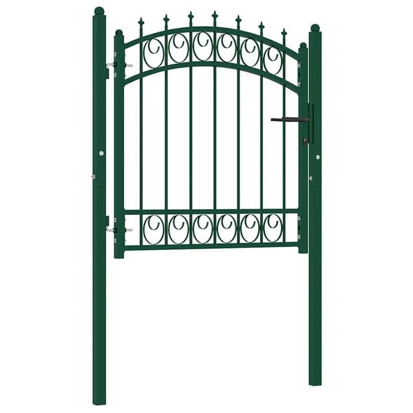 vidaXL Fence Gate Emmen with Spikes Steel 103x97 cm Green