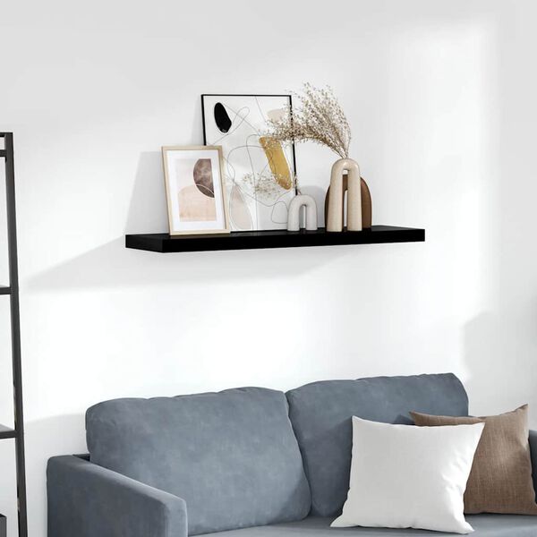 vidaXL Floating Wall Shelf High Gloss Black 90x23.5x3.8 cm MDF