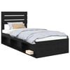 vidaXL Bed Frame with Headboard Black 90 x 200 cm Solid Pine Wood