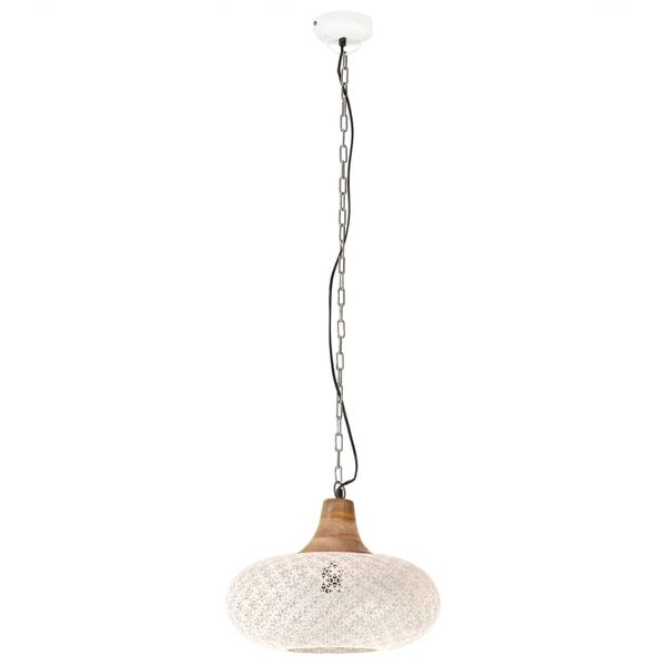 vidaXL Industrial Hanging Lamp White Iron & Solid Wood 40 cm E27