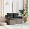 vidaXL Garden Sofa with Cushion Grey 141 x 62 x 69cm Poly Rattan