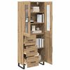 vidaXL Highboard 2 pcs Artisan Oak Engineered Wood and Glass