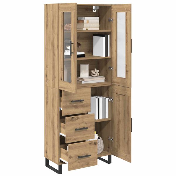 vidaXL Highboard 2 pcs Artisan Oak Engineered Wood and Glass