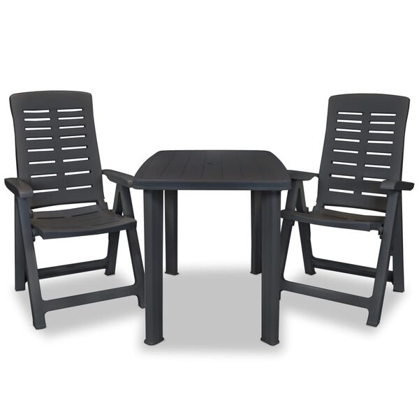 vidaXL 3 Piece Bistro Set Plastic Anthracite
