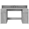 vidaXL Desk with LED Lights Grey Sonoma 140x55x91 cm Engineered Wood
