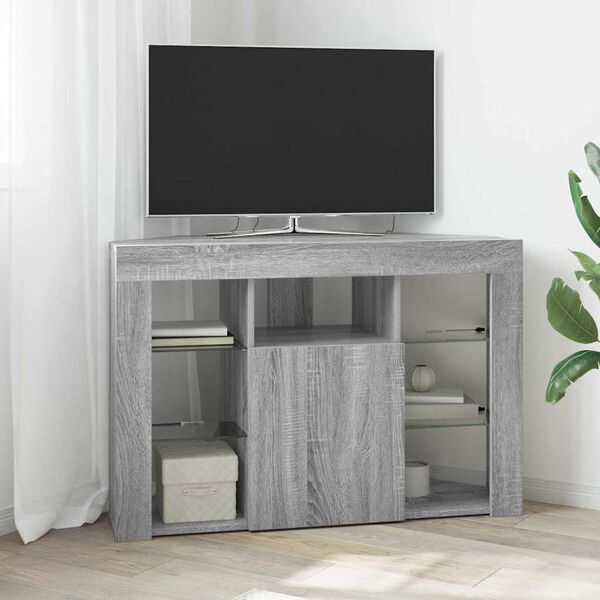vidaXL Corner LED TV Cabinet Grey Sonoma 100x40x68cm Engineered Wood