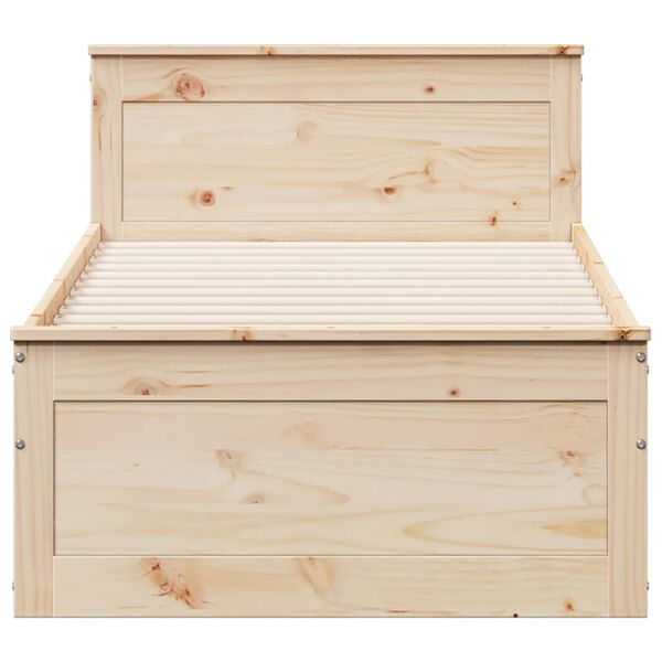 vidaXL Bed Frame without Mattress with Headboard 90x200 cm Solid Wood Pine