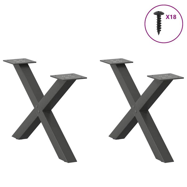 vidaXL Coffee Table Legs X-Shaped 2 pcs Anthracite 60x(30-31) cm Steel