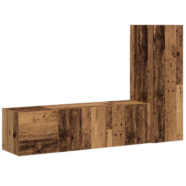 vidaXL Wall Mounted TV cabinets 3 pcs Old Wood Engineered Wood