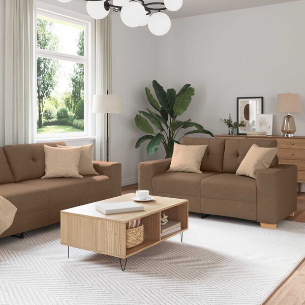 vidaXL Sofa 2 pcs Brown Fabric