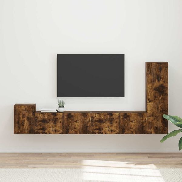 vidaXL TV Cabinet Set Wall-mounted 3 pcs Smoked Oak Engineered Wood