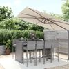 vidaXL 9 Piece Garden Bar Set with Cushions Grey Poly Rattan