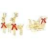 vidaXL Reindeer Pull Sleigh 160 LEDs Warm White 30 x 12 x 55 cm PET