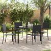 vidaXL Garden Dining Set with Cushion 5 pcs Black Poly Rattan