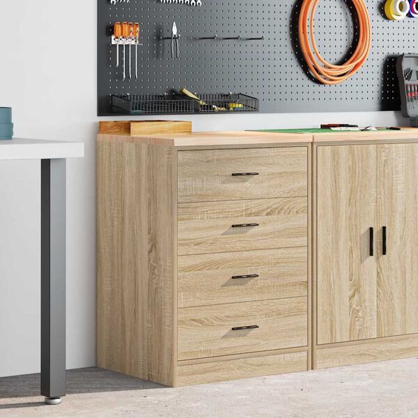 vidaXL Garage Storage Cabinet Sonoma Oak 60x51x85 cm Solid Wood Pine