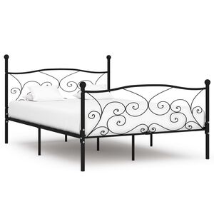 vidaXL Bed Frame without Mattress with Slatted Base Black Metal 160x200 cm