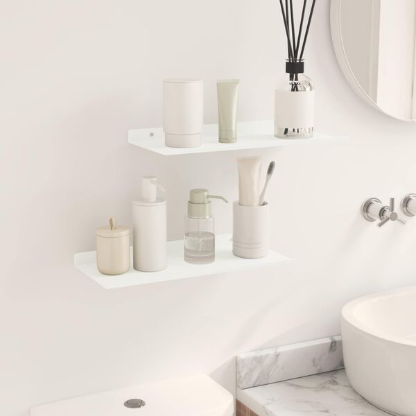 vidaXL Floating Shelf Wall-mounted 2 pcs White 40 x 18 x 2.5 cm Steel