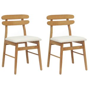 vidaXL Dining Chair 2 pcs Solid Rubber Wood Natural and Light