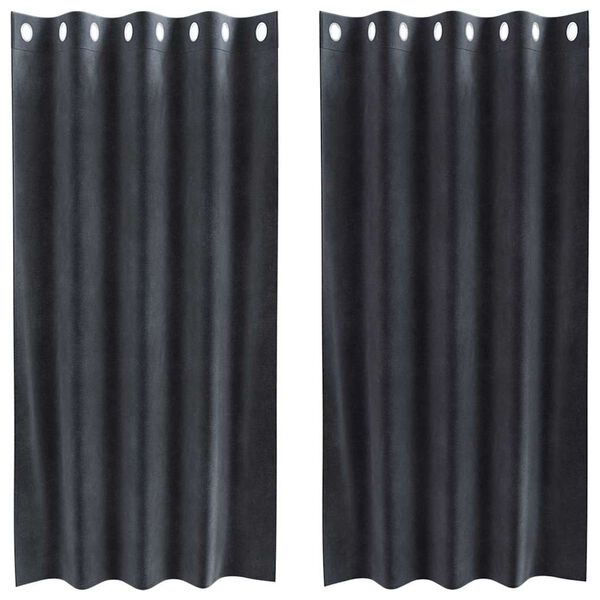 vidaXL Curtains with Curtains 2 pcs Dark grey 140 x 175 cm Velvet