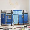 vidaXL Kids'Loft Bed Frame with Curtains Black and Blue 100 x 190 cm
