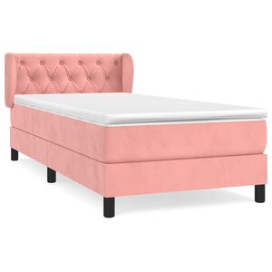 vidaXL Box Spring Bed with Mattress Pink 80x200 cm Velvet
