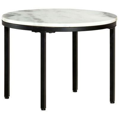 vidaXL Coffee Table White and Black Ø50 cm Real Solid Marble