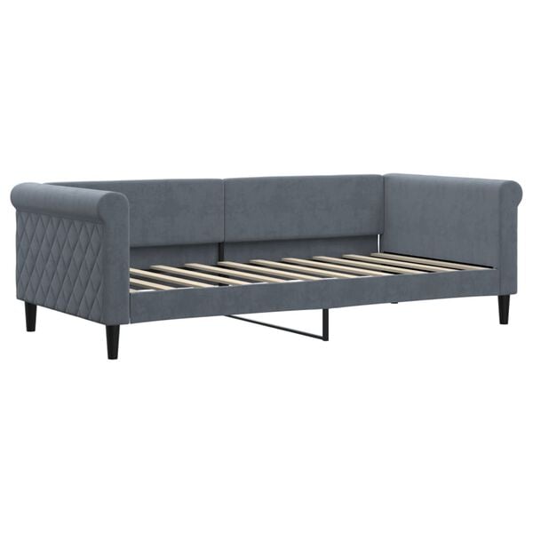 vidaXL Daybed with Mattress Blue Dark Grey 90x190 cm Velvet