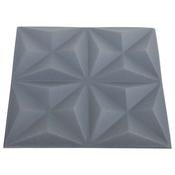 vidaXL Wall Panels 48 pcs Origami Grey 50 x 50 cm XPS Foam