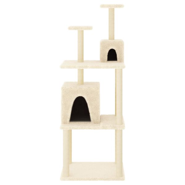 vidaXL Cat Tree with Sisal Scratching Posts Cream 167 cm