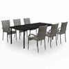 vidaXL 7 Piece Garden Dining Set Grey and Black