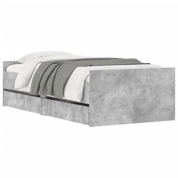 vidaXL Bed Frame with Drawers without Mattress Concrete Grey 100x200 cm