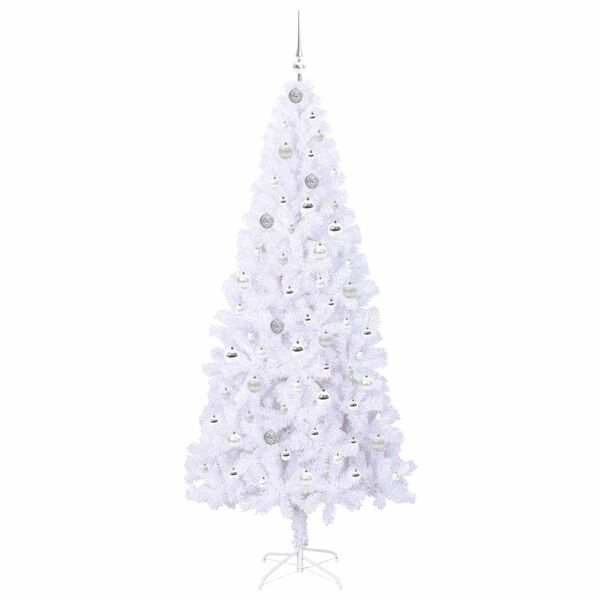 vidaXL Artificial Christmas Tree with Stand White 210 cm PVC and Steel