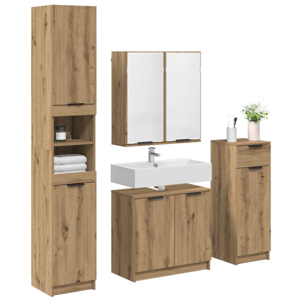 vidaXL Bathroom Furniture Set 4 pcs Artisan Oak Engineered Wood