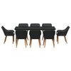 vidaXL Garden Dining Set with Cushion 9 pcs Black Poly Rattan