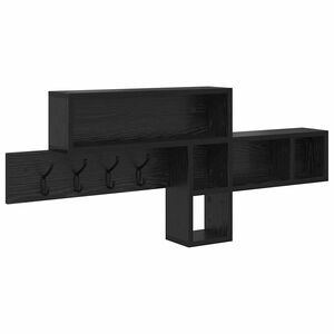 vidaXL Wall-Mounted Coat Rack Wall-Mounted Black Oak Engineered wood