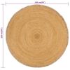 vidaXL Braided Area Rug with Ruffle Edge 150 cm Jute Round