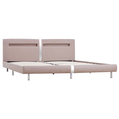 vidaXL Bed Frame with LED Cappuccino Faux Leather 150x200 cm King Size