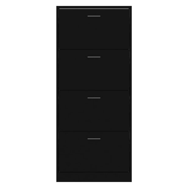 vidaXL Shoe Cabinet Black 63x24x147 cm Engineered Wood