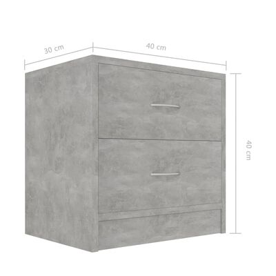 vidaXL Bedside Cabinets 2 pcs Concrete Grey 40x30x40 cm Engineered Wood