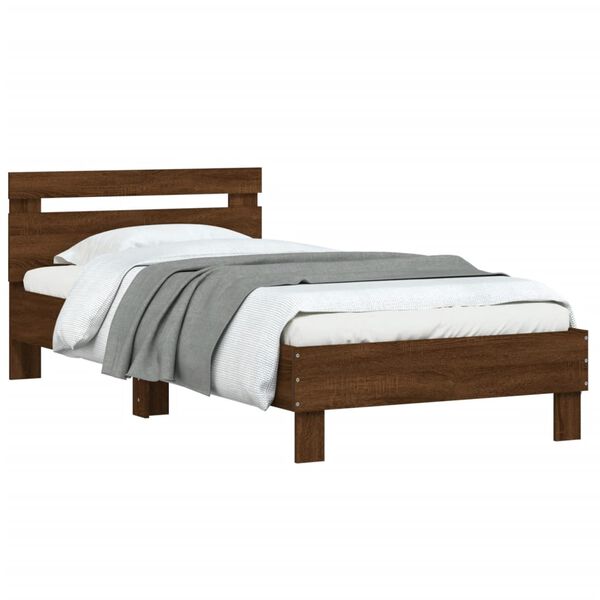 vidaXL Bed Frame without Mattress with Headboard Brown Oak 100x200 cm