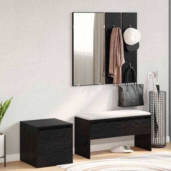 vidaXL Hallway Furniture Set 3 pcs Black oak 80 x 31 x 40 cm