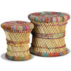 vidaXL Stools with Chindi Details 2 pcs Multicolour Bamboo