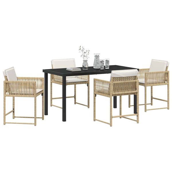 vidaXL Garden Dining Set 5 pcs Beige Poly Rattan