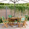 vidaXL 5 Piece Garden Dining Set Leaf Pattern Fabric and Solid Wood